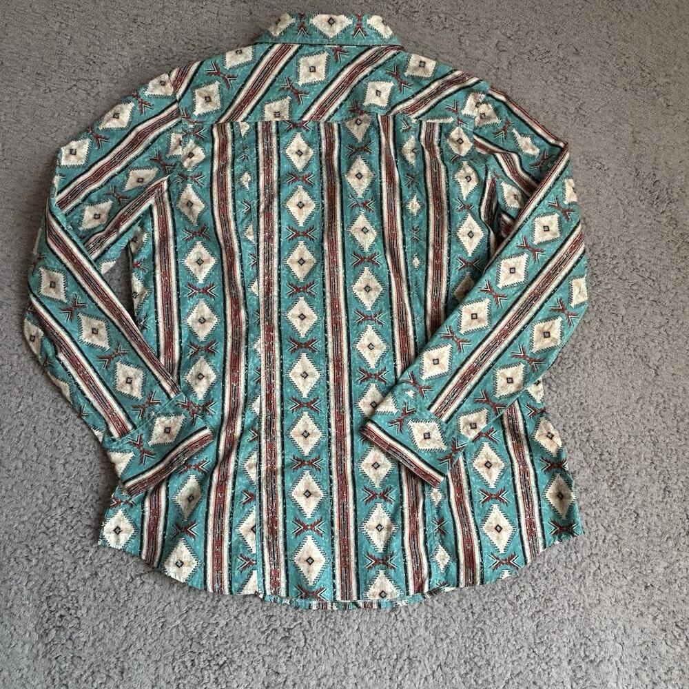 Rock & Roll Cowboy Shirt Mens Large Blue Aztec Snap Front Modern Fit Long Sleeve - Picture 14 of 16